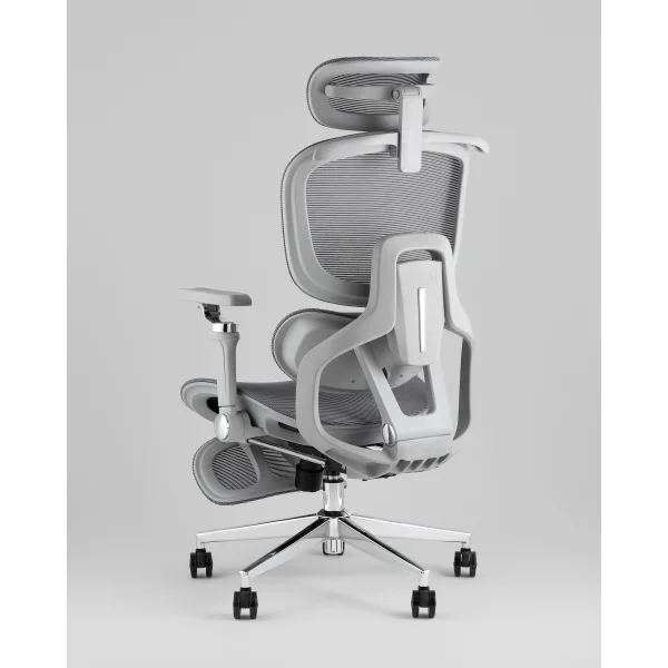 Кресло офисное TopChairs Prodigy с оттоманкой серый