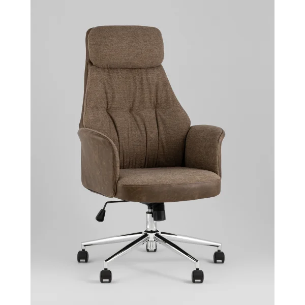 Кресло офисное TopChairs Neoma коричневый экокожа ткань