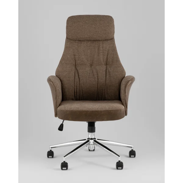 Кресло офисное TopChairs Neoma коричневый экокожа ткань