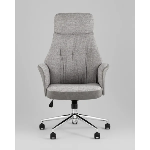 Кресло офисное TopChairs Neoma светло-серый экокожа ткань