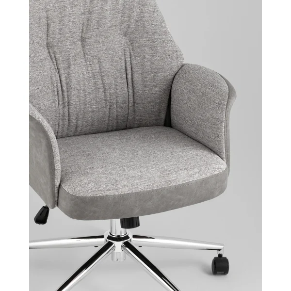 Кресло офисное TopChairs Neoma светло-серый экокожа ткань