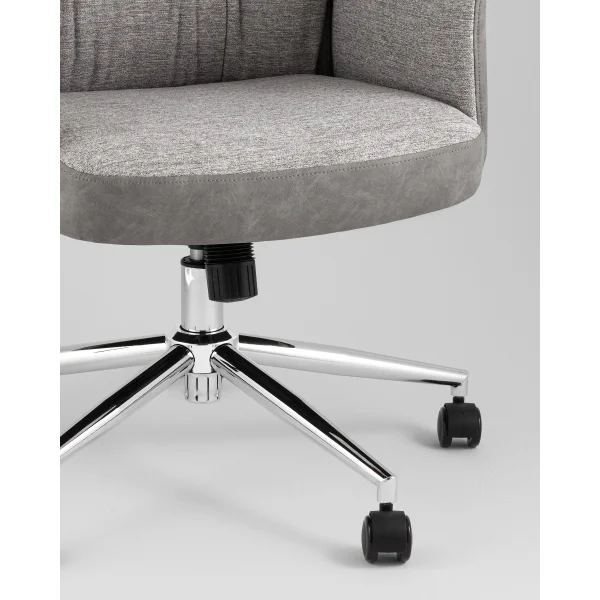 Кресло офисное TopChairs Neoma светло-серый экокожа ткань