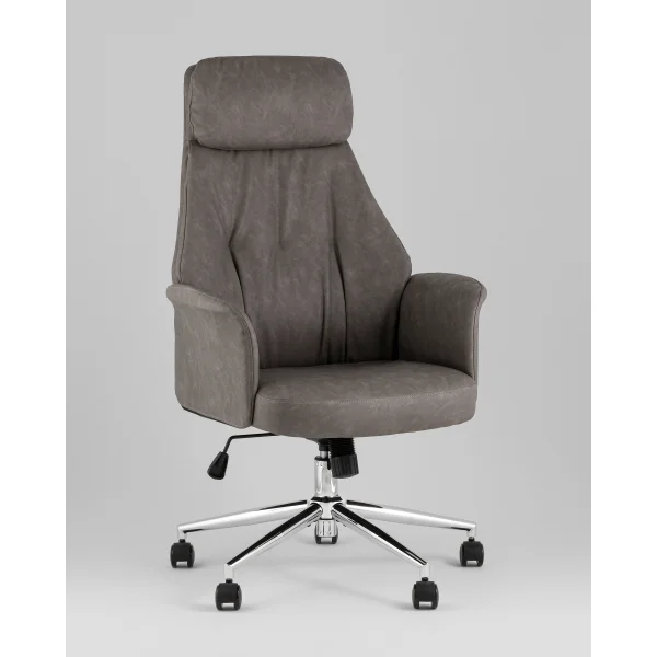 Кресло офисное TopChairs Neoma серый экокожа