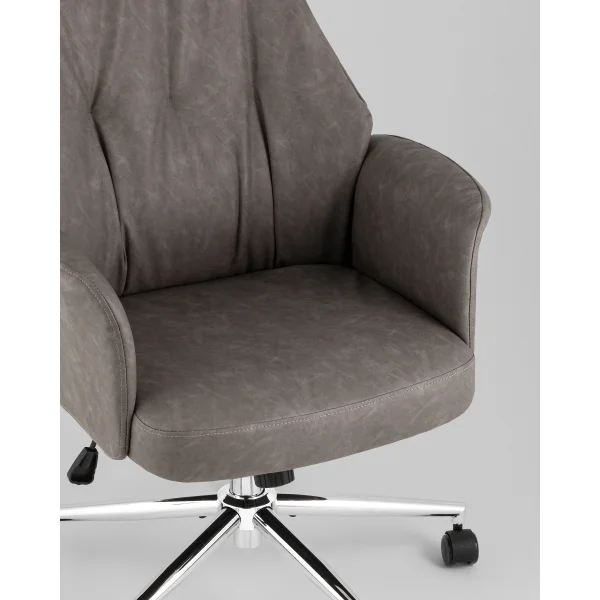 Кресло офисное TopChairs Neoma серый экокожа