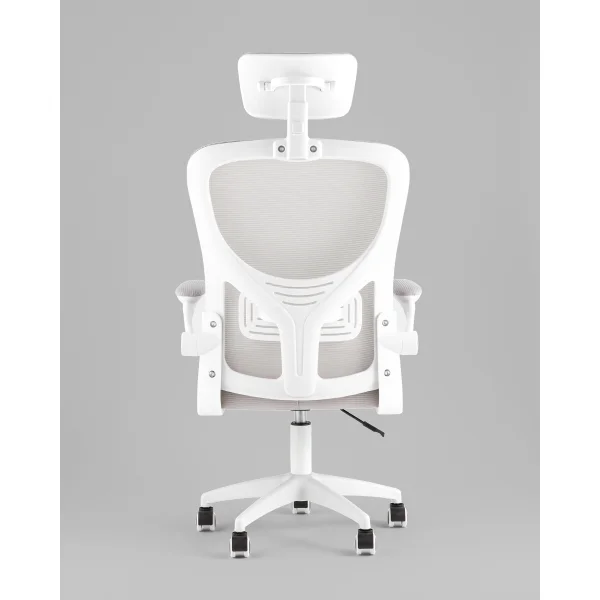 Кресло офисное TopChairs Core серый с подголовником пластик белый