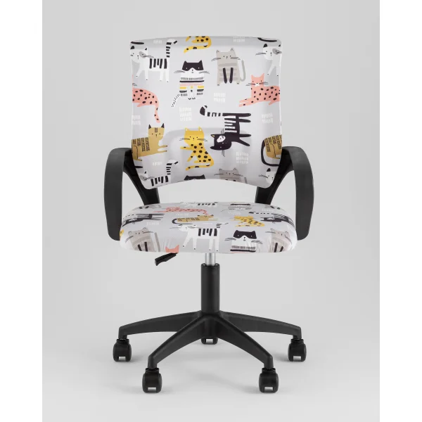 Кресло офисное TopChairs Simple SN Junior принт Blue Cats пластик черный