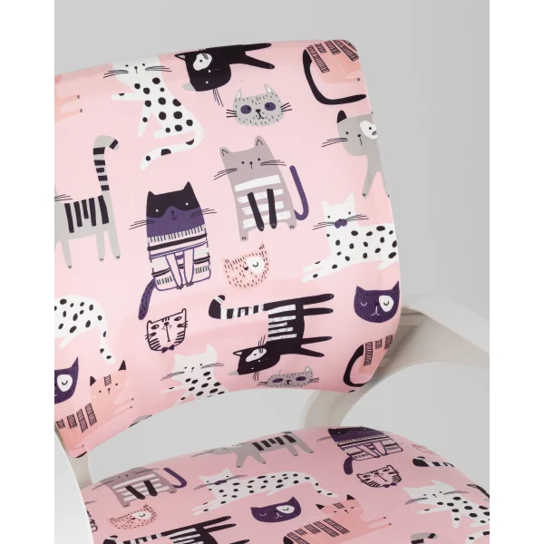 Кресло офисное TopChairs Simple SN Junior принт Pink Cats пластик белый