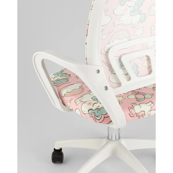 Кресло офисное TopChairs Simple SN Junior принт Unicorns пластик белый