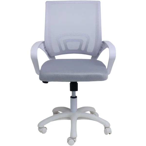 Кресло рабочее, поворотное RICCI NEW, white, ткань/сетка, светло-серый