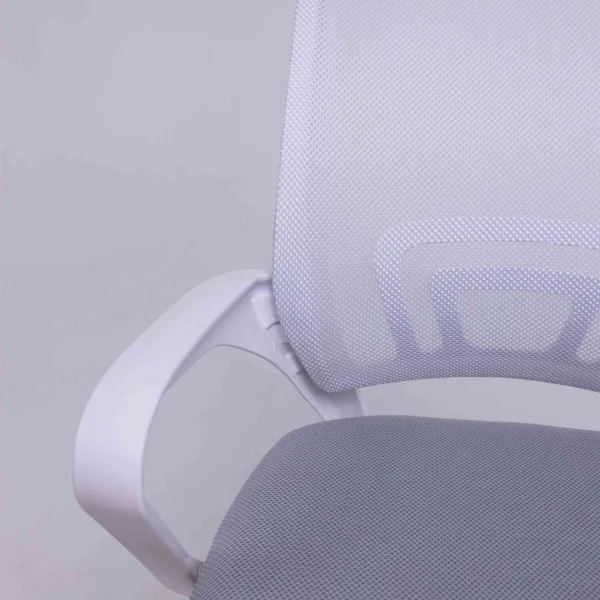Кресло рабочее, поворотное RICCI NEW, white, ткань/сетка, светло-серый