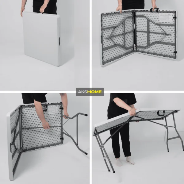 Стол садовый складной, белый, hdpe-пластик, длина 152 см