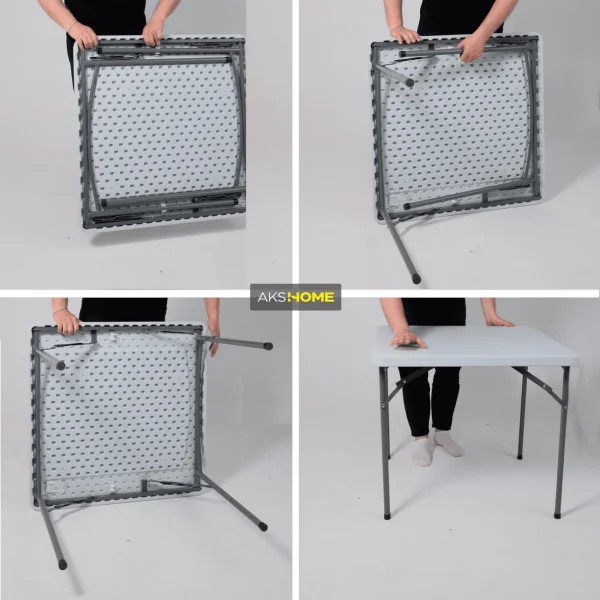 Стол садовый складной, белый, hdpe-пластик, квадратный