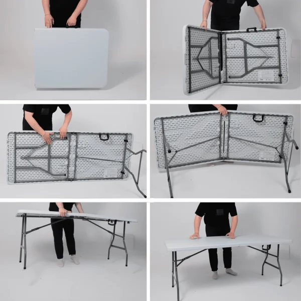 Стол садовый складной, белый, hdpe-пластик, длина 180 см
