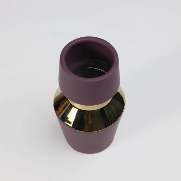 Ваза керамическая ASTOR, фиолетовый+золото, 11*20см