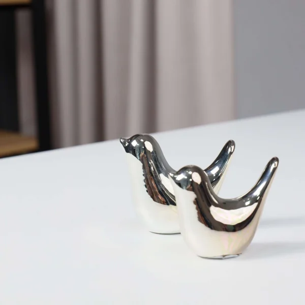 Статуэтки декоративные BIRDS, 2 шт, серебро