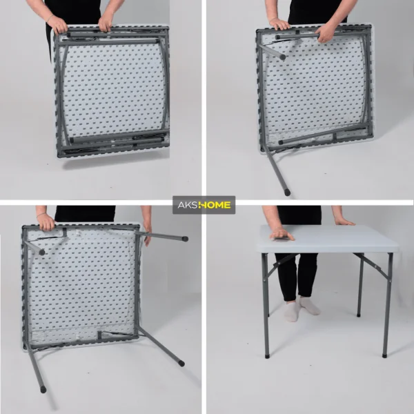 Стол садовый складной, белый, hdpe-пластик, квадратный