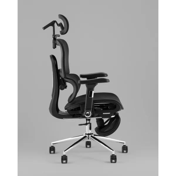 Кресло офисное TopChairs Stich с оттоманкой, черный
