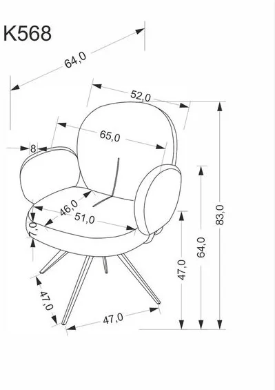 Стул HALMAR K568 корица/черный, поворотный