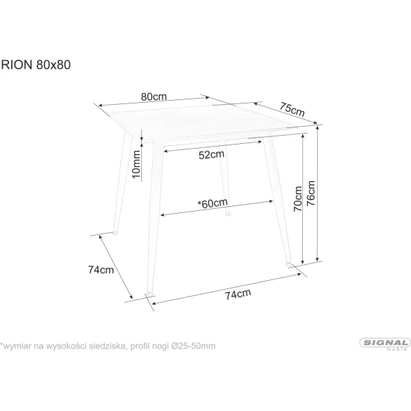 Стол обеденный SIGNAL RION черный/черный 80/80
