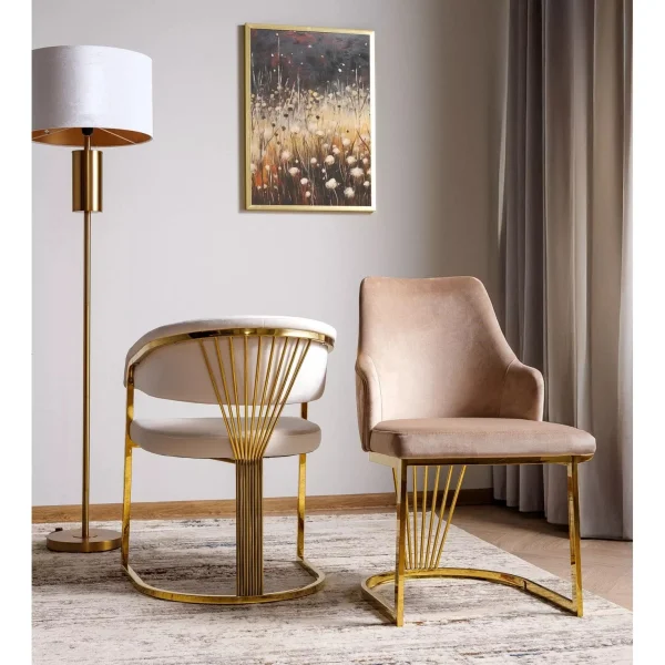 Стул SIGNAL ALURE Velvet Bluvel 28 бежевый/золотой