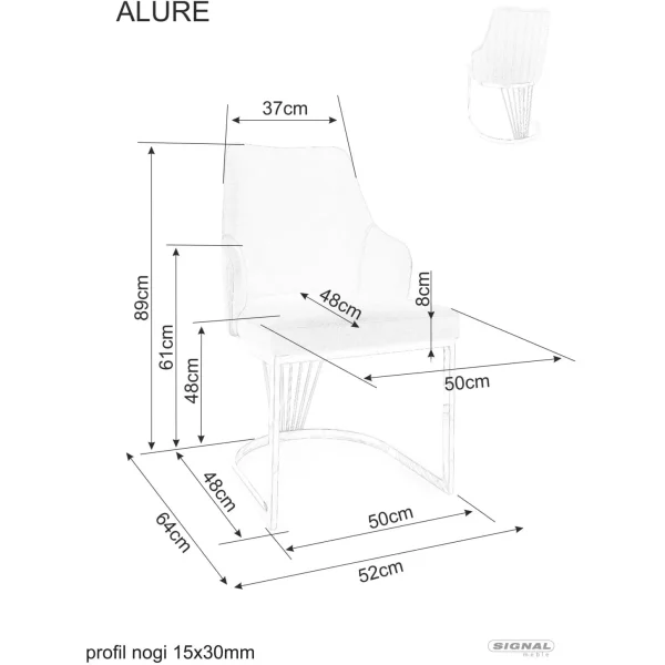 Стул SIGNAL ALURE Velvet Bluvel 28 бежевый/золотой