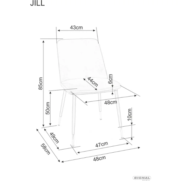 Стул SIGNAL JILL Velvet Bluvel 14 серый/черный/хром
