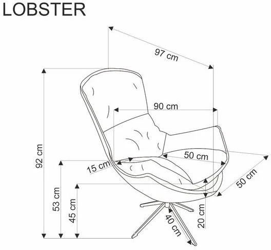 Кресло HALMAR LOBSTER корица/черный