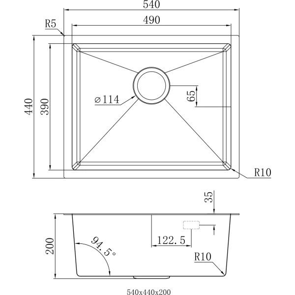 Кухонная мойка из нержавейки BLANTEK LS-5444S Brushed