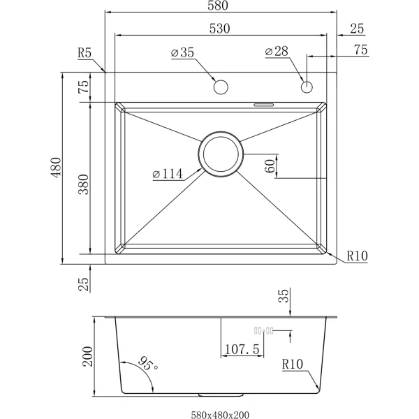 Кухонная мойка из нержавейки BLANTEK FS-5848S Brushed ECO