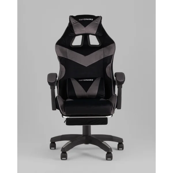 Кресло спортивное TopChairs MG-7019 велюр черно-серый