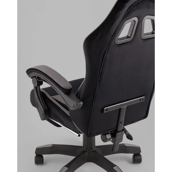 Кресло спортивное TopChairs MG-7019 велюр черно-серый