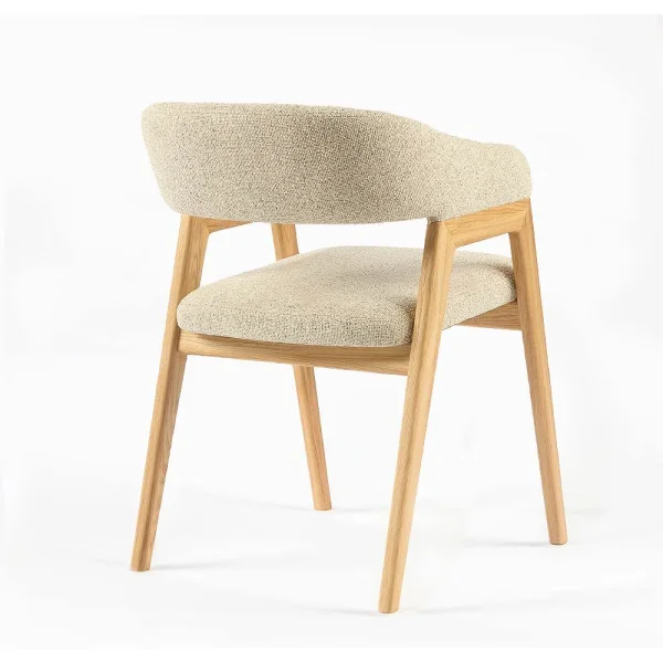 Стул Эйко массив дуба бесцв. матовый рогожка молочно-бежевый