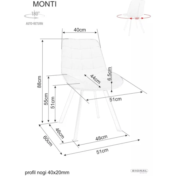 Стул SIGNAL MONTI Velvet Bluvel 14 серый/черный, поворотный