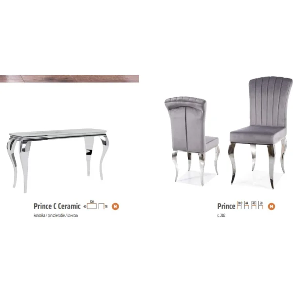 Стол обеденный SIGNAL PRINCE Ceramic Calacatta белый/хром 180/90