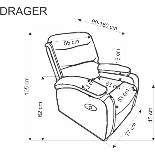 Кресло HALMAR DRAGER раскладное, серый