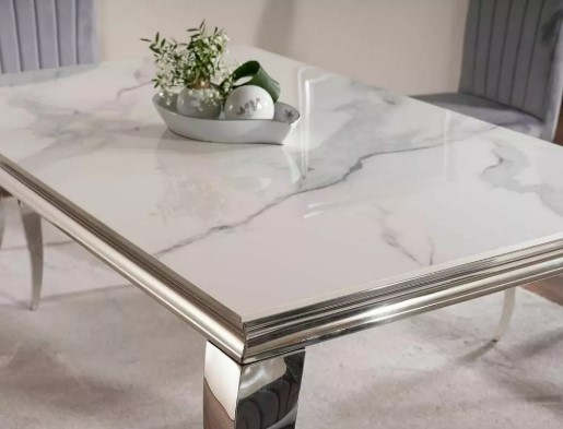 Стол обеденный SIGNAL PRINCE Ceramic Calacatta белый/хром 180/90